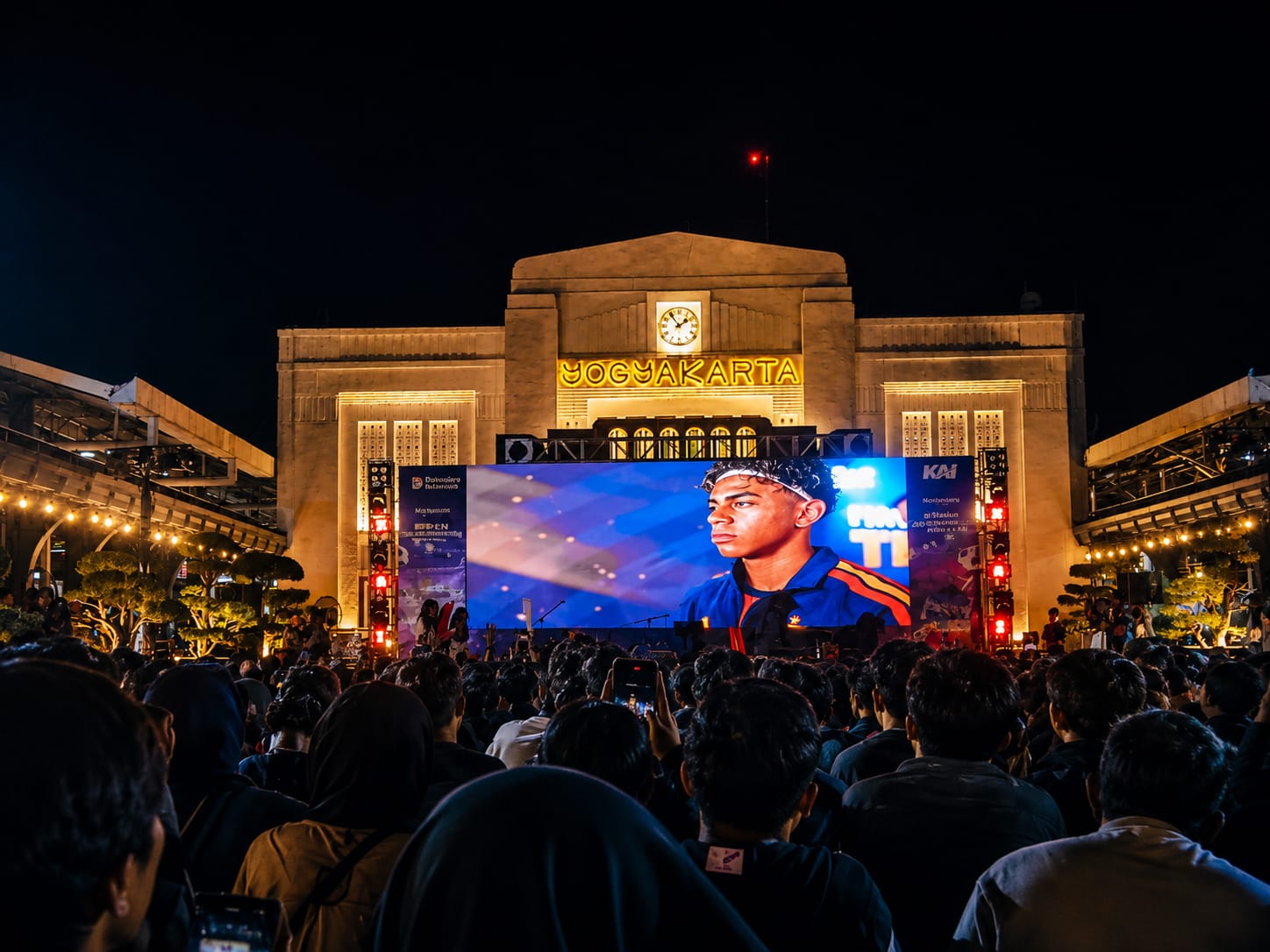 KAI Daop 6 Sulap Stasiun Yogyakarta Jadi Ruang Nobar Final Bola Gembira 2026, Ratusan Penonton Padati Area Acara